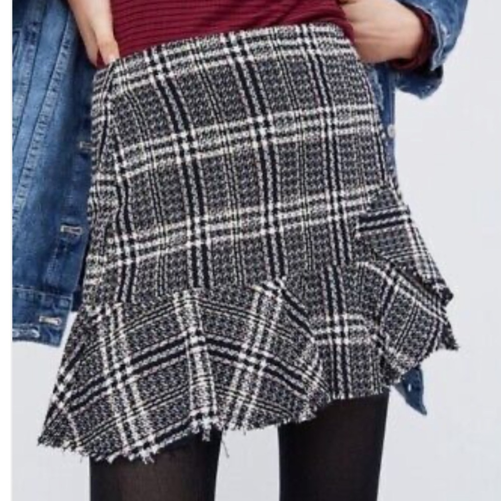 ZARA TRAF Collection Black and White Skater Mini Skirt
